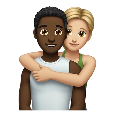 Tall white boy and short black girl hugging  sticker