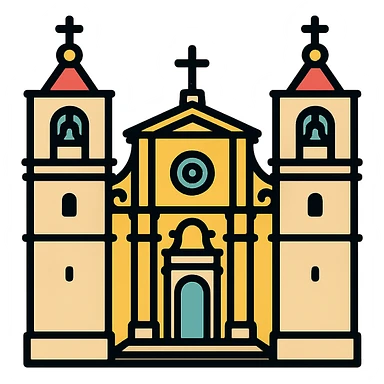 Catedral de San Juan en Malta, fachada barroca, detalles arquitectónicos, estilo icónico sticker