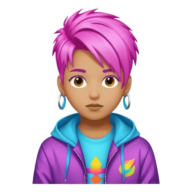 portrait of young idol in Kpop style, wearing flashy streetwear outfit, colorful dyed hair sticker