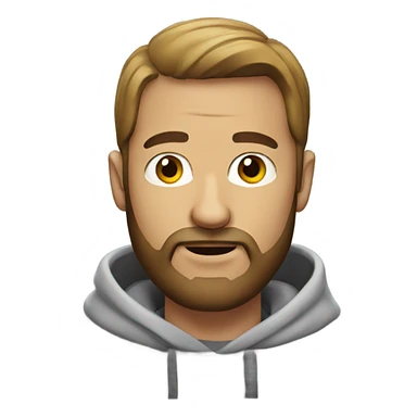 Man with a beard and sweatshirt sticker