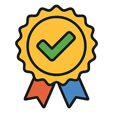 vector icon of a seal of trust with gold and colorful elements, elegant and minimalist flat design, isolated on white background, award badge style, 2D flat vector, trending icon look, soft shadows, no text, perfect for commercial use, icon style, variation 2 sticker