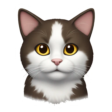 CAT with dark Brown fur and white fur at the neck with a white point at the nose sticker