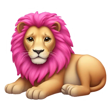 Fully Pink ombre lion lying down with glitter sticker
