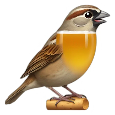 Sparrow drinking cidre sticker