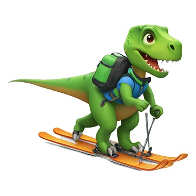 dinosaur skiing sticker