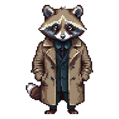 Raccoon private investigator in trenchcoat sticker