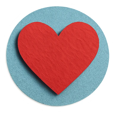 heart shape, paper craft style, with a blue background sticker