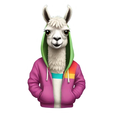 Llama wearing a hoodie sticker