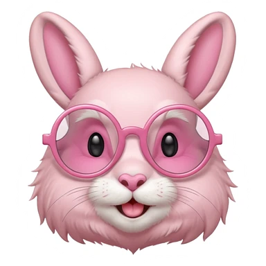 Pink bunny with big circular glasses, smiling. sticker