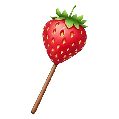 strawberry tanghulu on a wooden stick with shiny sugar coating sticker