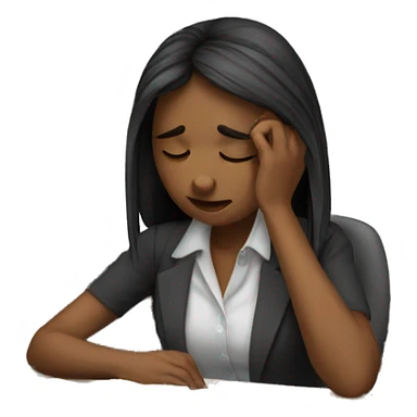 sad girl working it office sticker