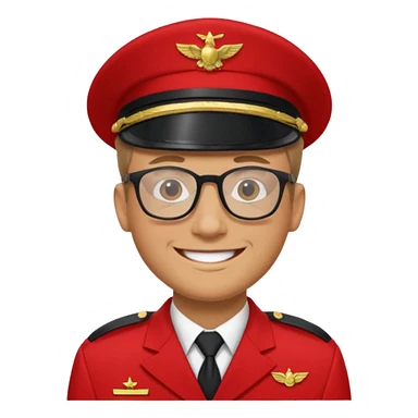 Smiling military man with glasses in red uniform sticker
