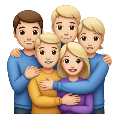 Five white people hug sticker