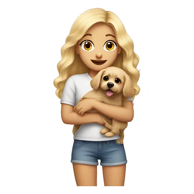 Blonde girl holding fluffy dog sticker