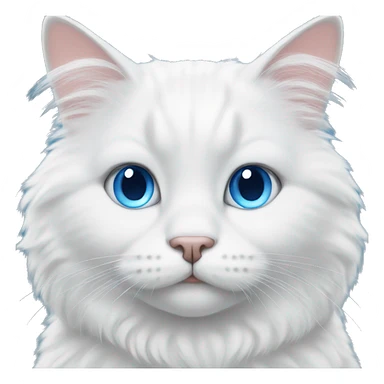 Fluffy white cat sitting down blue eyes  sticker