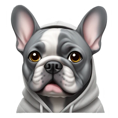 Grey French bulldog wearing a hoodie  sticker