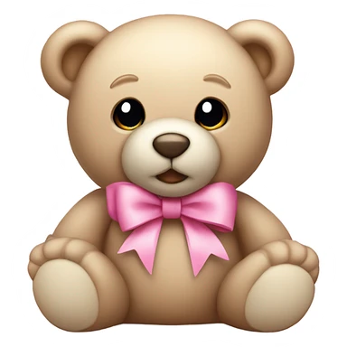 Light beige teddy bear with pink bow on right ear sticker