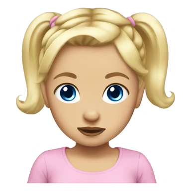 BLONDE HAIR BLUE EYE BABY GIRL WITH PONYTAILS sticker