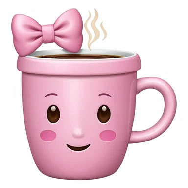 Pink coffee cup with bow  sticker