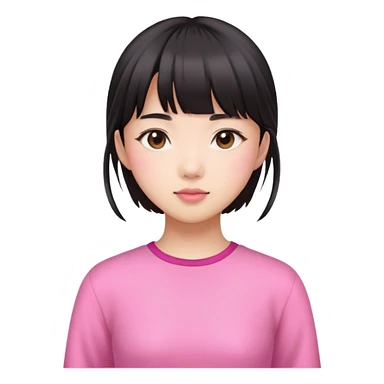 Asian girl with side bangs and pink outfit sticker