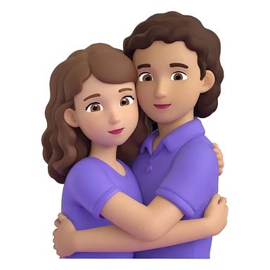 girl with long light brown hair and pale skin hugging a boy with short black curly hair and tanned skin sticker