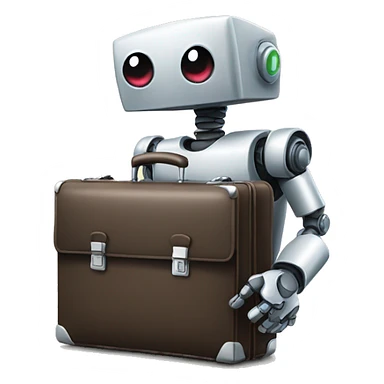 robot holds briefcase sticker