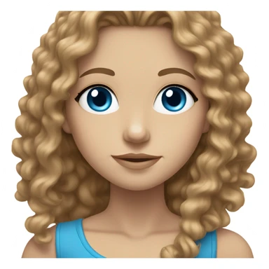 a white girl with long curly brown hair and blue eyes sticker