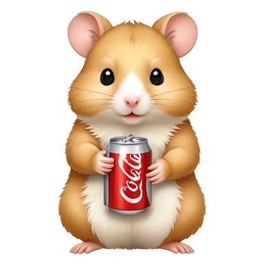 Golden hamster holding a Diet Coke can sticker