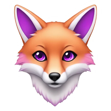 mint and pink fox with purple eyes sticker