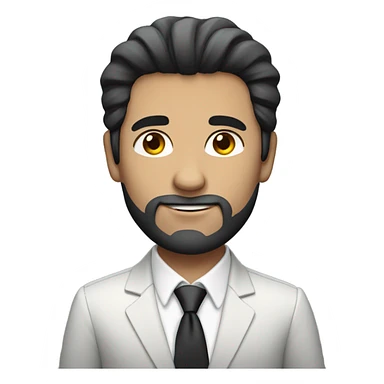 caucasian businessman black fluffy straight hair sticker