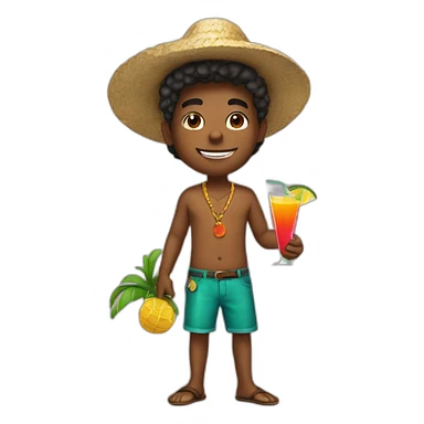 caribian boy with cocktail sticker