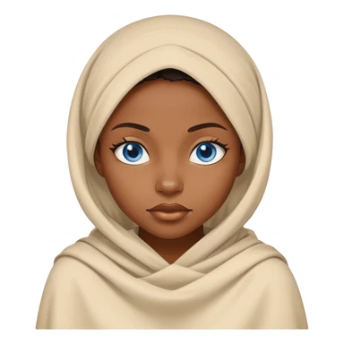 blue eyed desert black woman cowered with creme cloth sticker
