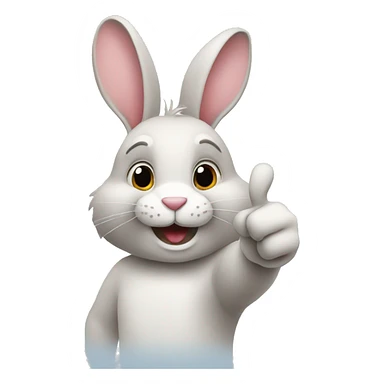 Rabbit with a thumbs up sticker