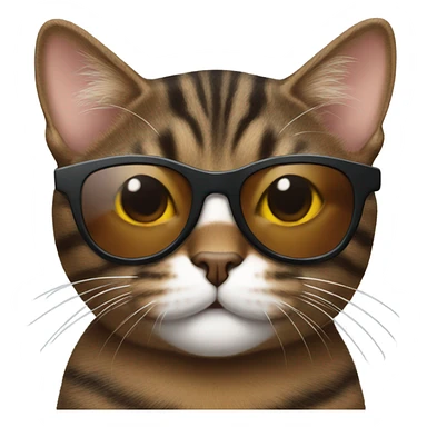 Black brown tabby cat with sunglasses sticker