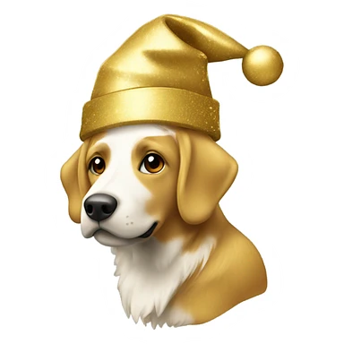 Golden retro with Christmas hat sticker