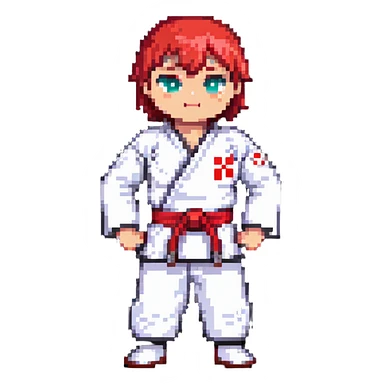 Martial arts gi with red belt sticker