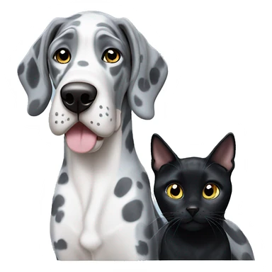 Blue Merle Great Dane and black cat sticker