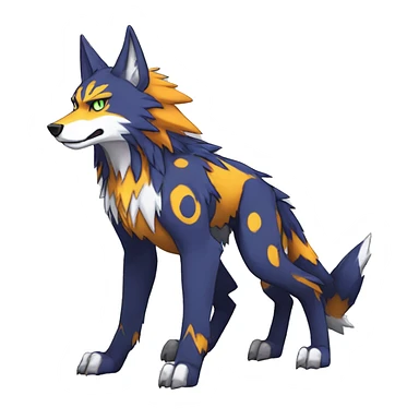  Cool Edgy Colorful Digimon-Fakemon-Wolf with edgy markings full body sticker