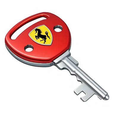 red Ferrari key with a yellow background sticker