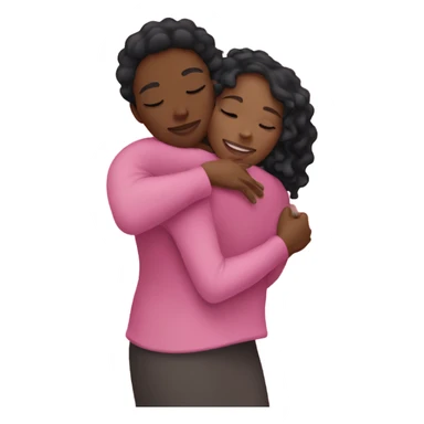 Black woman hugging wearing pink sticker