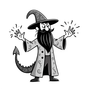 dragon wizard, hand-drawn doodle style sticker