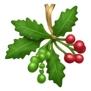 mistletoe with berries hanging from a bow sticker