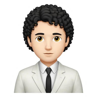 Cockasian guy with black curly hair and black eyes wearing a White simple suit guy  sticker