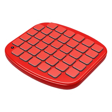 Create a clean, simple emoji of a digital percussion octapad. Flat design, rounded shapes, red and gray colors, minimal details, white background. sticker