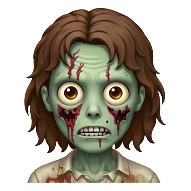 Zombie with lil bit curly medium brown hair sticker