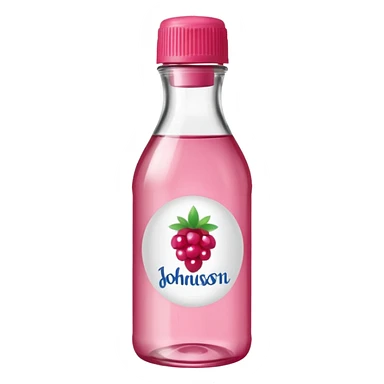 realistic Johnson and Johnson style bottle pink cap pink logo clear bottle with berry party logo with diddy oil and a berry on top bottle sticker
