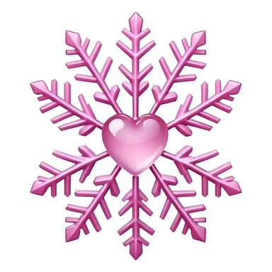 snowflake pink heart sticker