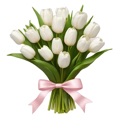 White tulips bouquet with light pink bow  sticker