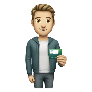 caucassian man with credit card sticker