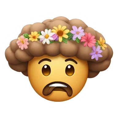 Brown fart cloud with flower crown sticker